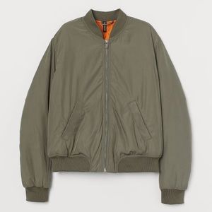H&M Khaki Green Padded Bomber Jacket